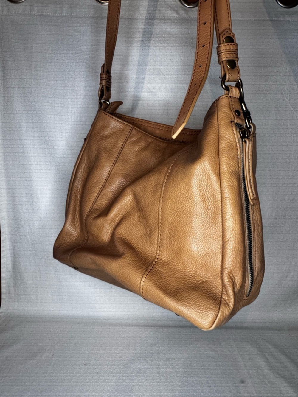 Vintage American Leather Co Crossbody Bag Brown Leather Purse Adjustable Strap - Picture 5 of 12